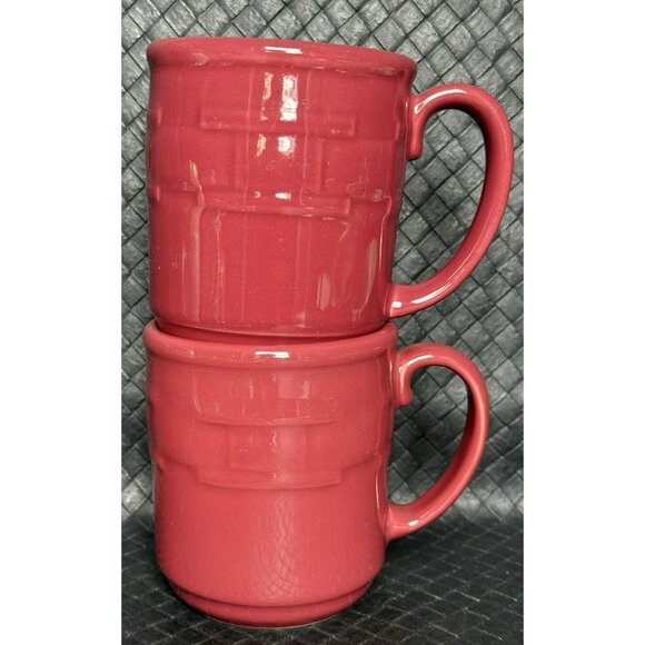 Longaberger Coffee Mugs Red Set Of 2 Ceramic - Picture 4 of 10